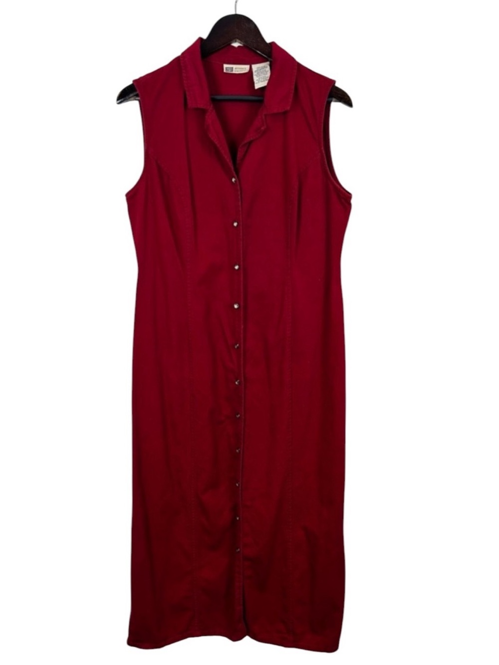 Faded Glory Sleeveless Red Midi Dress Size Large 90's Mom Classic